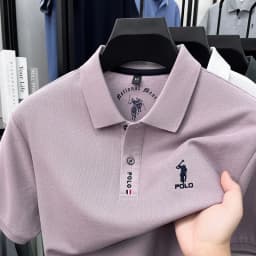 Luxury brand short sleeve silky cotton polo shirt summer new business men's T-shirt Paul Pony embroidered breathable casual top