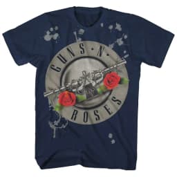 Pistol Rose Pattern Guns N 'Roses Rock Guns and Roses Band Casual T-Shirt Men's and Women's Luxury Band Brand Top