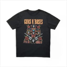 Pistol Rose Pattern Guns N 'Roses Rock Guns and Roses Band Casual T-Shirt Men's and Women's Luxury Band Brand Top