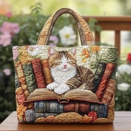 Cat Patterns Women Quilted Tote Bag Vintage Lightweight Travel Handbag Cotton Large Capacity Shopping Bag Lady Girl