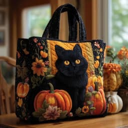Cat Patterns Women Quilted Tote Bag Vintage Lightweight Travel Handbag Cotton Large Capacity Shopping Bag Lady Girl