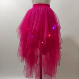 Adult Fluffy Tulle Tutu Skirt with Colorful LED Lights, Layered Ruffled High Low Skirt for Prom Halloween Costume