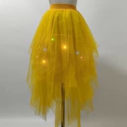 Adult Fluffy Tulle Tutu Skirt with Colorful LED Lights, Layered Ruffled High Low Skirt for Prom Halloween Costume