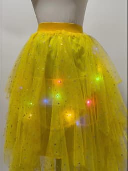 Adult Fluffy Tulle Tutu Skirt with Colorful LED Lights, Layered Ruffled High Low Skirt for Prom Halloween Costume
