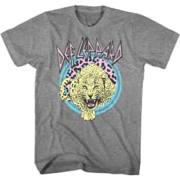 New 1980s Def Leppard Men's T-shirt with Leopard Pattern Directly Sprayed