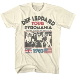 New 1980s Def Leppard Men's T-shirt with Leopard Pattern Directly Sprayed