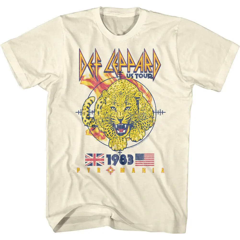 New 1980s Def Leppard Men's T-shirt with Leopard Pattern Directly Sprayed