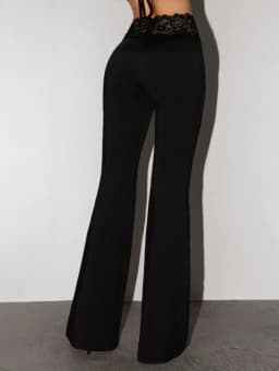 Women's Elegant Sexy Straight Pants Lace Waist Design Highlight Curves Suitable For Daily Commute Office Dating Occasions Wear
