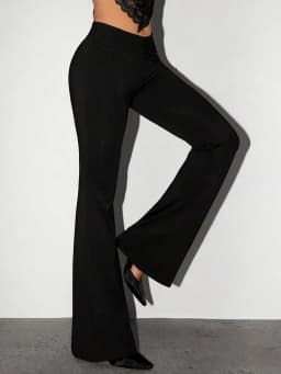 Women's Elegant Sexy Straight Pants Lace Waist Design Highlight Curves Suitable For Daily Commute Office Dating Occasions Wear