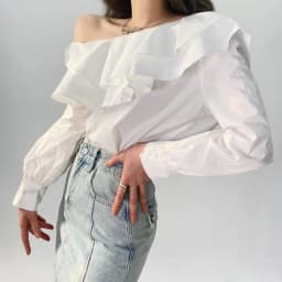 Chic Korean Long Sleeve Women Blouse Ruffle White Lantern Sleeve Tops Off Shoulder Sexy Shirt Elegant Cotton Clothing