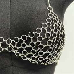 Chic Metal Chain Design Women Camisole Sexy Hollow Out V Neck Backless Halter Neck See Through Tank Top Rave Festival Crop Top