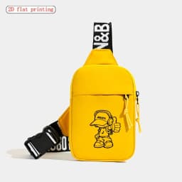 Men's Fashion Chest Bag Solid Color Music Boy 2D Print Suitable for Daily Commuting Outdoor Travel Mobile Bag Waist Bag