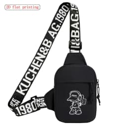 Men's Fashion Chest Bag Solid Color Music Boy 2D Print Suitable for Daily Commuting Outdoor Travel Mobile Bag Waist Bag