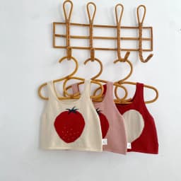 New Hot-Selling Summer Girls' Knit Color-Blocked Pattern Strap Vest for Outdoor Wear in Europe and America