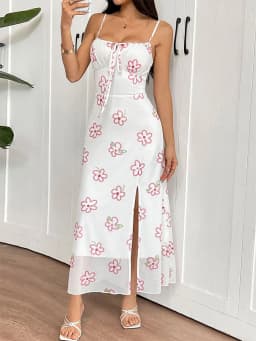 Women Sling Maxi Dresses Summer New Streetwear Fashion Lace-up Split Pink Sexy Print Dress Lady Backless Knitted Dress Clothing
