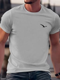 Men's Summer 100% Cotton Fashionable Casual Loose Sport Bird Pattern Printed Round Neck Short Sleeve T-shirt Top
