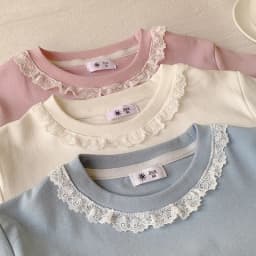 Clothes Sweet Lace Neck Clothing Tops 1 to 6 Years Short Sleeved T-shirt Korean Girls Summer