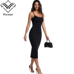 Wechery Plus Size Woman Clothing High Elasticity Abdominal Compression Slim Slip Dress Female Elegant Party Dresses