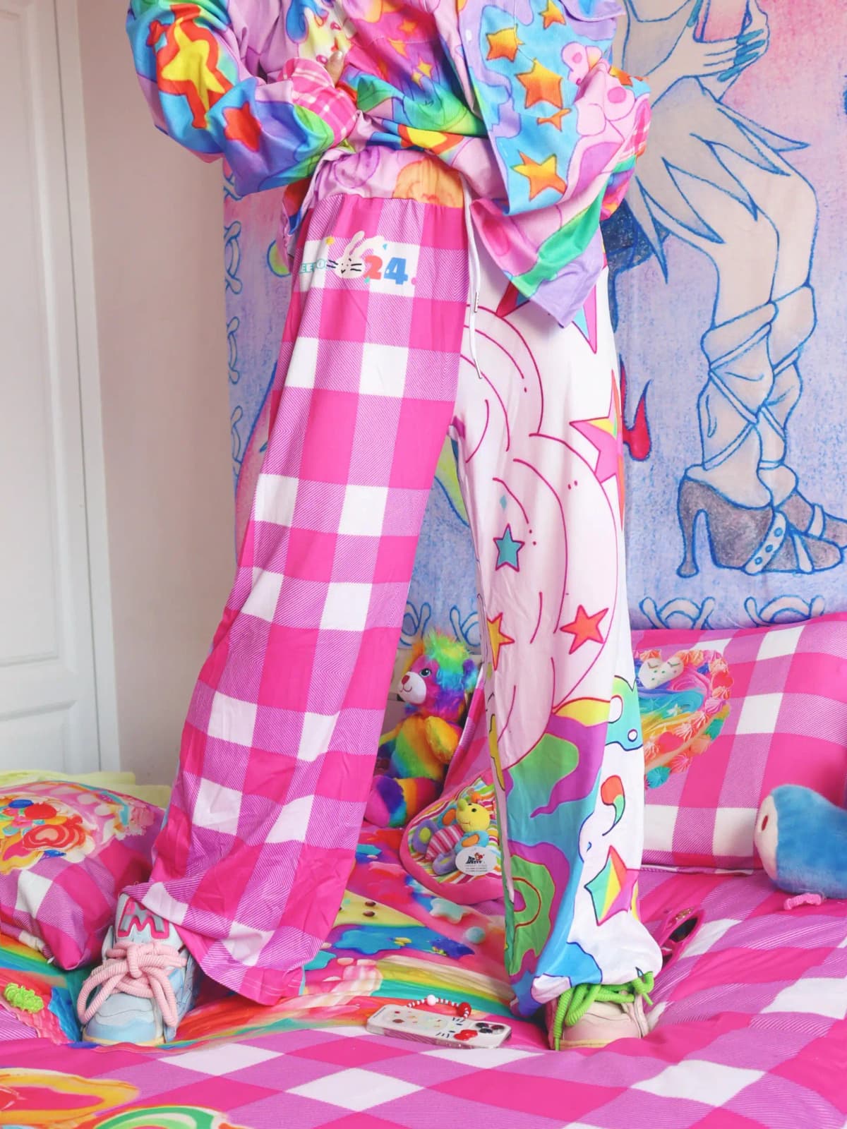 Summer New Rainbow Dopamine Pants Adults Kids Cute Y2k Harajuku Style Bottoms Fashionable Plus-size Breathable Extra Loose Pants