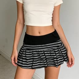 Spring Y2K Japanese Korean Sweet Style Short Skirt Trend Sexy Fashionable Striped Contrasting A-Line Skirt for Women