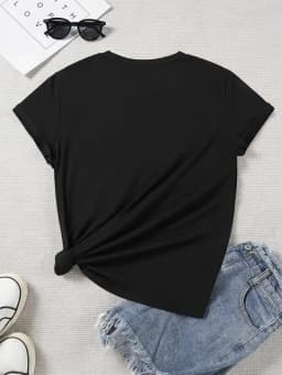 Women's Top with Double-Sided Print, Y2k Style, Sunday Running Club Text, Spring Summer Casual, Round Neck, Printed Short Sleeve