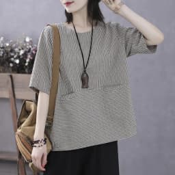 Plus Size Women's Summer Casual Retro T-Shirt Loose Striped Thin Office Lady Fashion New Arrival Trendy Comfortable
