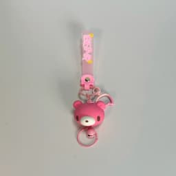 Cute Pink Bear Keychain with Bell & Wrist Strap – Kawaii Bag Charm for Daily Decor & Gift