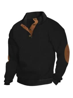 2026 Men's Spring and Autumn Hot Selling Fashionable Men's Casual Standing Collar Long Sleeved Jacquard Lapel Pullover Sweater