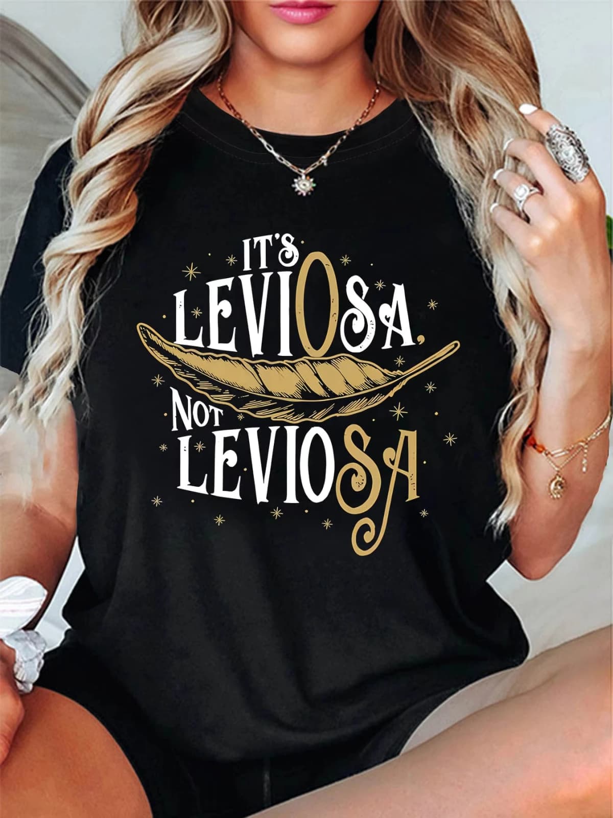 It's Leviosa Not Leviosa Graphic Women's T-Shirt Casual Short Sleeve Tops Comfortable Summer Y2k T-shirt Women Clothing