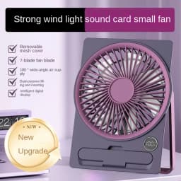 Ultra Thin Mini Fan USB Rechargeable Card Fan LCD Digital Display 6-speed Adjustment Hanging Stand Dual Use Desktop Fan