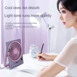Ultra Thin Mini Fan USB Rechargeable Card Fan LCD Digital Display 6-speed Adjustment Hanging Stand Dual Use Desktop Fan