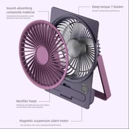 Ultra Thin Mini Fan USB Rechargeable Card Fan LCD Digital Display 6-speed Adjustment Hanging Stand Dual Use Desktop Fan