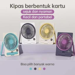 Ultra Thin Mini Fan USB Rechargeable Card Fan LCD Digital Display 6-speed Adjustment Hanging Stand Dual Use Desktop Fan