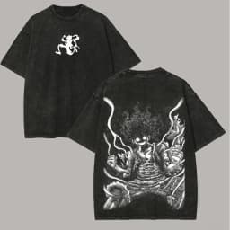 2026 Anime ONE PIECE Anime Nika Luffy Printed T-shirt Men's and Women's Washed T-shirt High Quality Vintage Cotton T-shirt Tops
