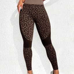 Women Leopard Print Leggings Seamless Knited Yoga Pants High Elastic Sexy Hip Liftting Workout Running Fitness Pants
