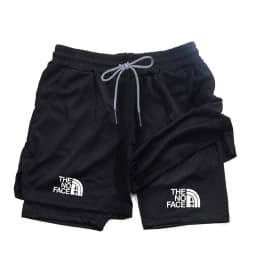 Men's 2 in 1 Printed Sports Shorts with Pocket for Mobile Phone, Quick Drying Shorts for Summer Gym Exercise, Running Shorts