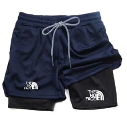 Men's 2 in 1 Printed Sports Shorts with Pocket for Mobile Phone, Quick Drying Shorts for Summer Gym Exercise, Running Shorts