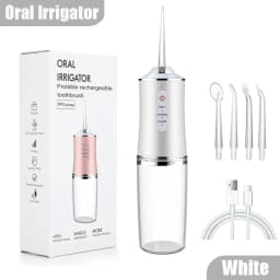 2026 New Model Oral Irrigator Portable Dental Water Flosser USB Rechargeable Water Jet Floss Tooth Pick 4 Jet Tip 220ml 3 Modes
