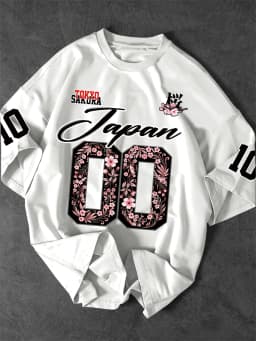 Men's Japanese Sakura 00 Print T-Shirt Tokyo Cherry Blossom Streetwear Short Sleeve Tee