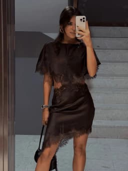 HH Women Elegant Solid Waist Hollow Out Dress Lace Trim Cutout Asymmetrical Midi Dress Y2K Lady Sexy Club Party Dresses