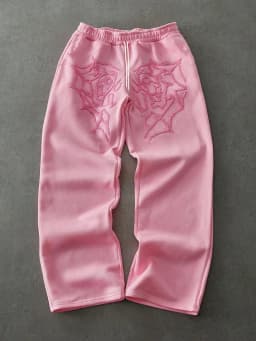2026 New Trend Men's Loose Pants Pink Heart Spider Web Breathable Quick Drying Hip Hop Street Fashion Trousers for Daily Wear