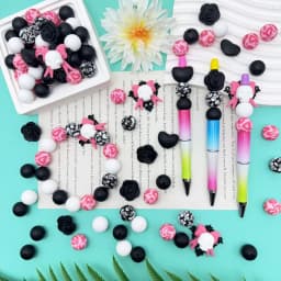 36PCS Skull Bow Silicone Bead Set, Perfect for DIY Handmade Crafts Such as Keychains, Necklaces, Bracelets, Etc