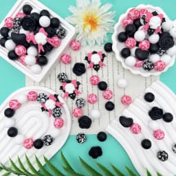 36PCS Skull Bow Silicone Bead Set, Perfect for DIY Handmade Crafts Such as Keychains, Necklaces, Bracelets, Etc