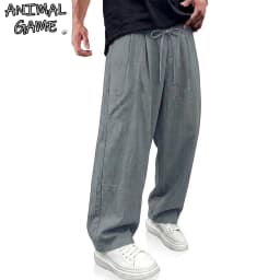 Korea Long Linen Harem Pants Solid Baggy Pants Outdoor Loose Cotton Sweatpants Casual Trousers Breathable Men's Work Pants