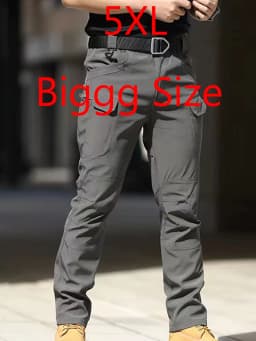 Black Cargo Plus Size Men's Elastic Tactical Pants Camping Hiking Fishing Trekking Climbing Outdoor Trousers Quick Dry Sports