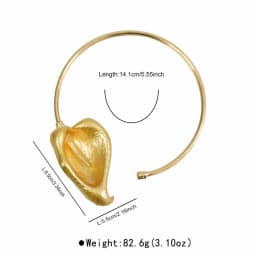 Simple Bohemian 3D Flower Metal Choker Leaf Gold Flower Necklace Adjustable Personalized Geometric Circular Collar Women