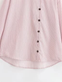 Women's Shirt 2026 Spring New Style Pink Striped Long Sleeve High Neck Single-Breasted Loose Shirt Casual Fashion Unique