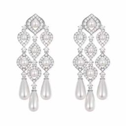 Retro water droplet pearl tassel earrings for women hollow out bridal dress diamonds Long earring wedding exaggerated jewelry
