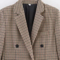 Women's Plaid Blazer Spring Casual Double Breasted Suit Jacket Office Work Daily Outwear Two Colors