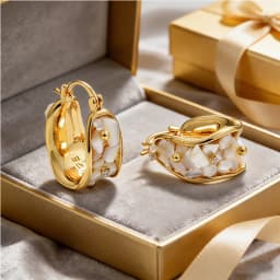 22K Gold Plated Shell Huggie Earrings with Cubic Zirconia Women's Luxury Hoop Earrings |Elegant Party Jewelry Daily Wear